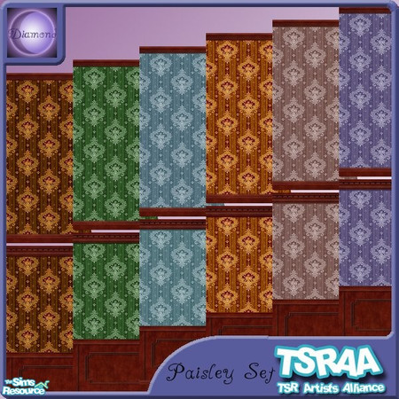 Sims 2 — D2DReColored Paisley Set by D2Diamond — Recolor of the Maxis "Power Paisley", on the Double Coffered