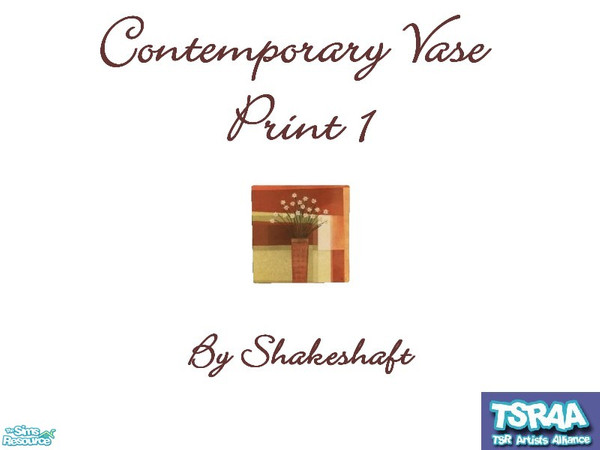 Sims 2 — Contemporary Vase Print 1 by TSR Archive — Part of a set of 2 vase prints. ** TSRAA Member **