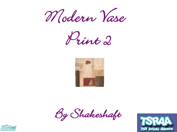 Sims 2 — Modern Vase Print 2 by TSR Archive — Part of a set of 2 Modern Vase Prints. ** TSRAA Member **