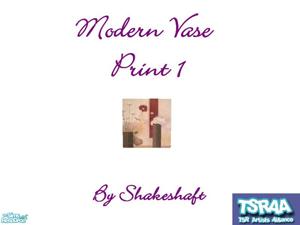 Sims 2 — Modern Vase Print 1 by TSR Archive — Part of a set of 2 Modern Vase Prints. ** TSRAA Member **