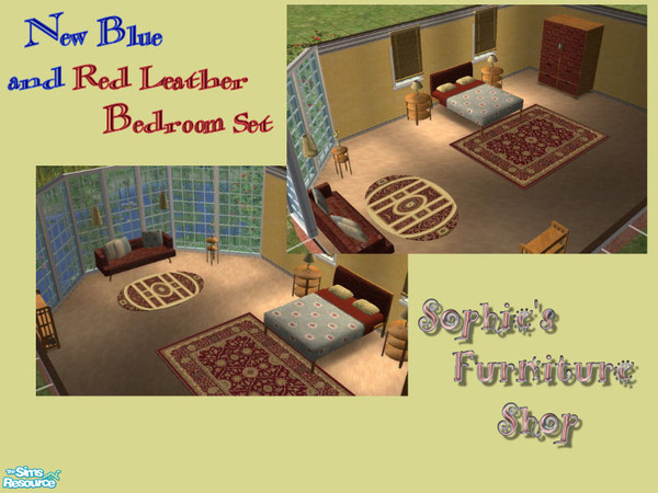 Sims 2 — New Blue and Red Leather Bedroom Se by younce135 — Sophie's Furniture Shop presents New Blue and Red Leather