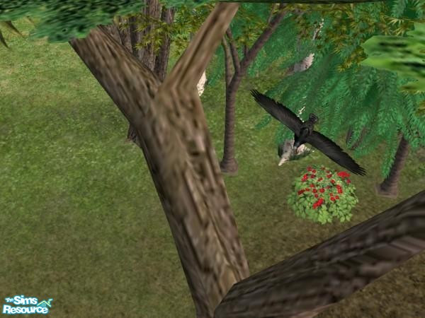 Sims 2 — Flying Crow 5 by Suiryuue — Mesh file. Can be recolored. Can be used with or without any EP. Decorative only.