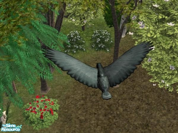 Sims 2 — Flying Crow 1 by Suiryuue — Mesh file. Can be recolored. Can be used with or without any EP. Decorative only.