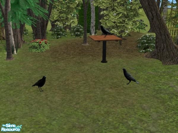 Sims 2 — Standing Crow by Suiryuue — Mesh file. Can be recolored. Standing crow can be placed on a table. Can be used