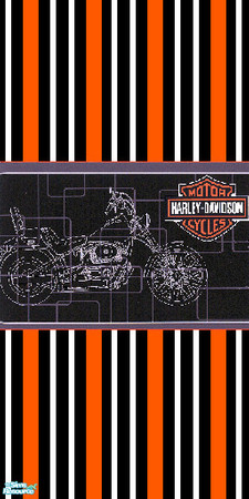 Sims 2 — TL-Biker Wall 3Color Stripe HDLogo2 by TabbyLou — Three color striped Wallpaper with Harley Logo 2 decal. TSRAA