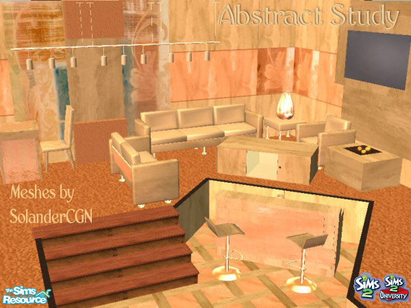 Sims 2 — Abstract Study Living Room by SpringwolfDecor — Gorgeous Peaches adorn this perfectly delightful living room!