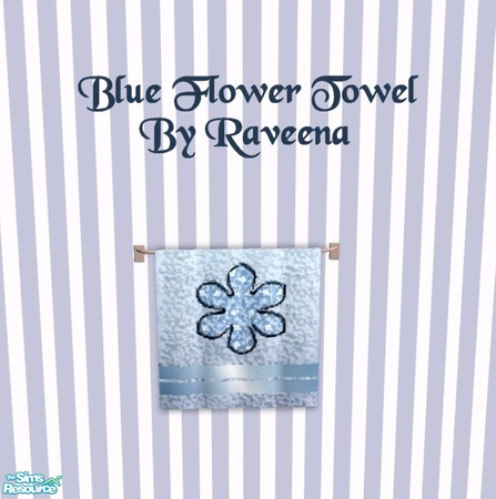 Sims 2 — Blue Flower Bath Towel by Raveena — Part of the Blue Flower Bathroom. You need Windkeepers bath towel mesh for