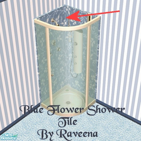 Sims 2 — Blue Flower Shower - Tile by Raveena — This is the flowered tile for the shower.