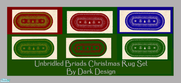 Sims 2 — Unbridled Braids Christmas Rug Set by Dark_Design — This is a set of six Christmas Rug recolored from the