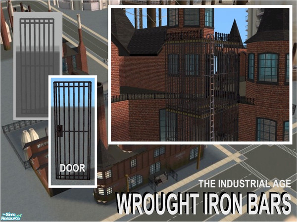 Sims 2 — Wrought Iron Barred Door by Cyclonesue — Wrought iron barred door (now with new diagonal support!) - ideal for