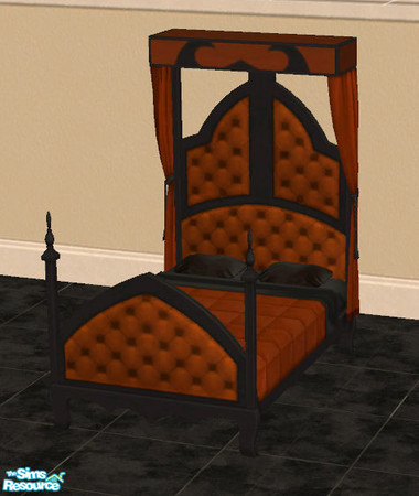 Sims 2 — Gothic Bedroom Set in Orange & Black - Bedding by starstrucsims — Orange and black bedding in the Gothic