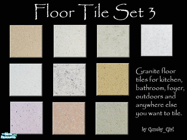 Sims 2 — Tile Set 3 by Gumby_Girl — A collection of 10 granite floor tiles for your house. Great for the kitchen,