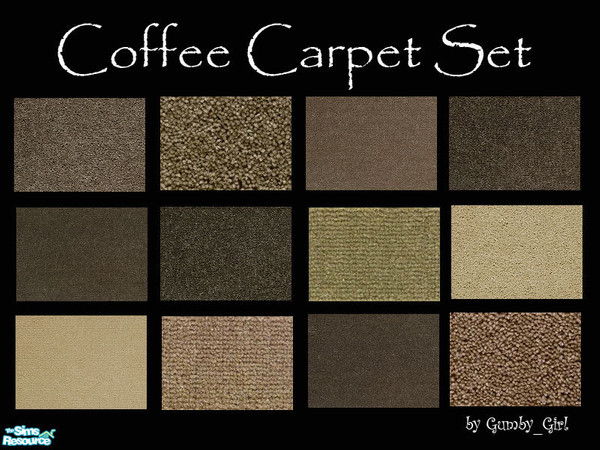 Sims 2 — Coffee Carpet Set by Gumby_Girl — A collection of 12 coffee coloured carpets for your sims home. Durable plush,