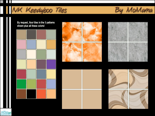 Sims 2 — NK Keedyboo Tiles by MoMama — By request, a larger set of tiles in the style found in my Turano Dining Room