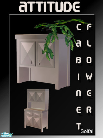 Sims 2 — Attitude Cabinet Flower by solfal — Use it with the attitude counter. Flower colour option for the cabinett 