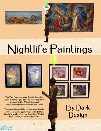 Sims 2 — Dark Designs Nightlife Painting Set by Dark_Design — This is a set of four recolors from paintings in Nightlife.