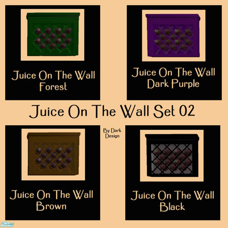 Sims 2 — DD Juice On The Wall Set 02 by Dark_Design — Four new colors for the Juice On The Wall Object: Black, Brown,