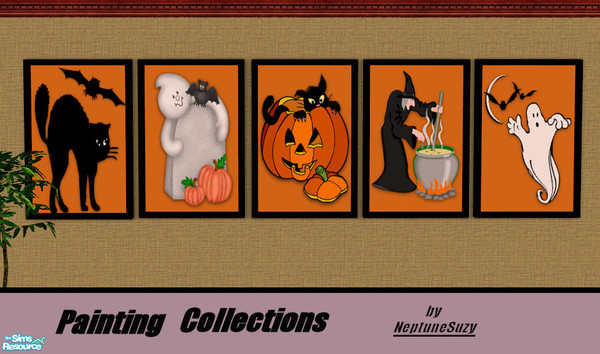 Sims 2 — NSC Painting Set8 - Halloween! by Neptunesuzy — Set of Five Halloween paintings to decorate your Simmies Homes!