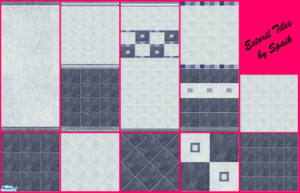 Sims 2 — Estoril - blue by Spaik — A set of 4 walls and 6 floors in periwinkle blue, combined in tiles, from the best