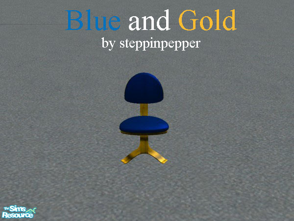 Sims 2 — Blue and Gold Computer Chair by steppinpepper — deep blue and intense gold. All Recolour of maxis objects.