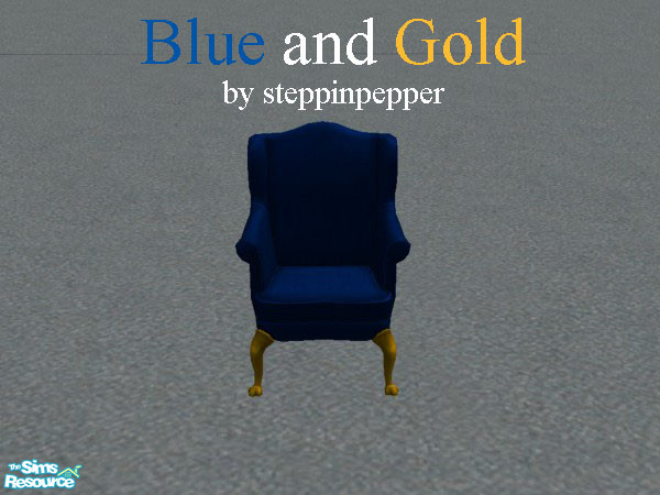 Sims 2 — Blue and Gold Reading Chair by steppinpepper — deep blue and intense gold. All Recolour of maxis objects.
