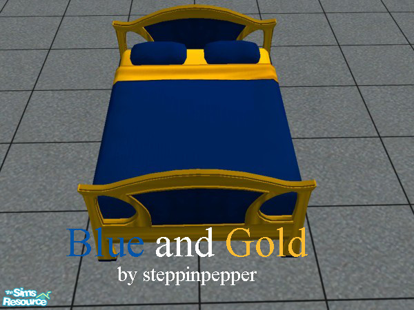 Sims 2 — Blue and Gold Bed by steppinpepper — deep blue and intense gold. All Recolour of maxis objects.