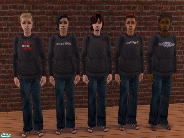 Sims 2 — Teen Hoodies by flamebabe9 — A selction of popular band hoodies for your teens.