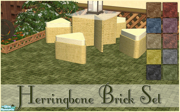 Sims 2 — Herringbone Brick Set by kittyispretty69 — A set of herringbone brick floors for your sims\' patios in 10