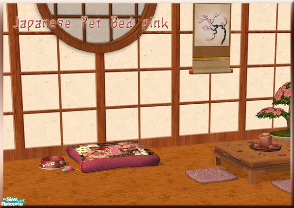 Sims 2 — Japanese Pet Beds. - Japanese Petbed Pink by billygirl — Recolor of Mirake\'s Habily Hobby pet bed in pink