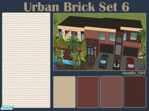 Sims 2 — Urban Brick Set 6 by Gumby_Girl — A set of 5 brick walls for your home or office. Colours include white, cream,