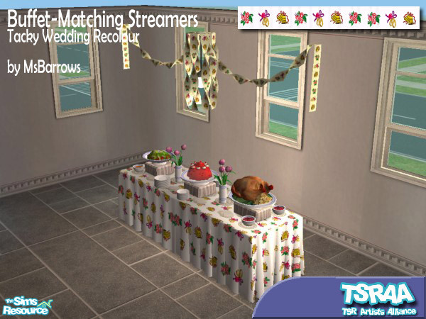 Sims 2 — MsB - Buffet-Match Tacky Wedding by MsBarrows — Spice up your next major event with these colourful crepe