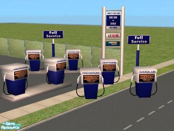 Sims 2 — Gas Station Set by Suiryuue — Objects are purely decorative and can be found under Sculptures. Includes 7