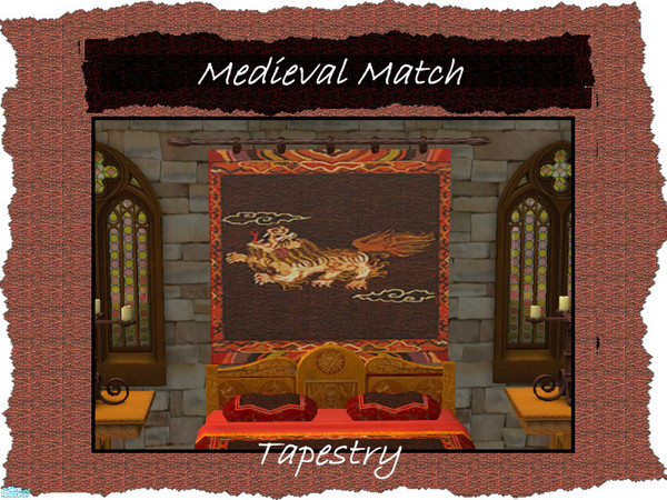 Sims 2 — Medieval Match-Tapestry by Dgandy — Matches the game medieval objects. Includes Bed Frame with bedskirt that