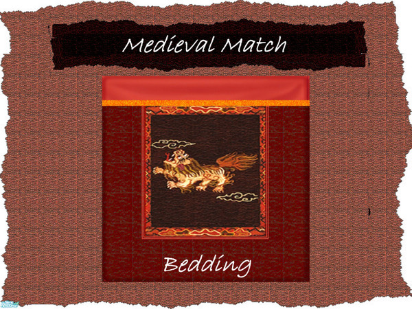 Sims 2 — Medieval Match-Bedding by Dgandy — Matches the game medieval objects. Includes Bed Frame with bedskirt that