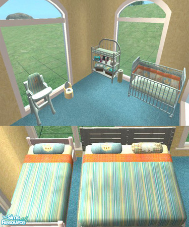 Sims 2 — Ark Nursery Set by foxybaby3 — Ark Nursery Set. Includes Crib bedding, Changing Table, highchair & Bedding.