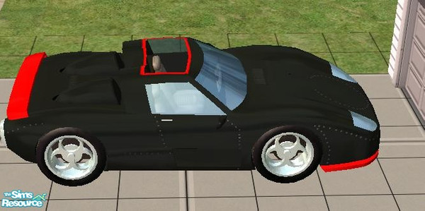 Sims 2 — Black and Red Sports Car by Iceman721 — Here is my first car recolor done in black with a red spoiler, sunroof
