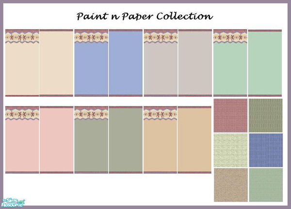 Sims 2 — Paint n Paper Collection by ms_teree — Painted walls, with or without the bright colorful paper border, are a