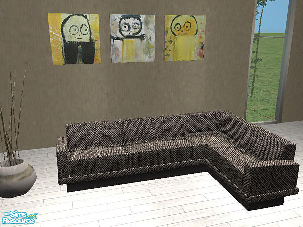 Sims 2 — Sectional - Tweed check pattern by linegud — Sectionals in tweed covering. Brought to you by trendy