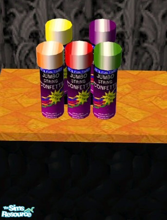 Sims 2 — Spray Confetti Cans by HChangeri — Part of the Halloween Costume Shop set. This display is decorative only, it