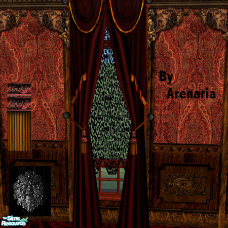 Sims 2 — Gothic Drapes by arenaria — Rich red velvets, heavy carved woodwork, aged and old. By Arenaria