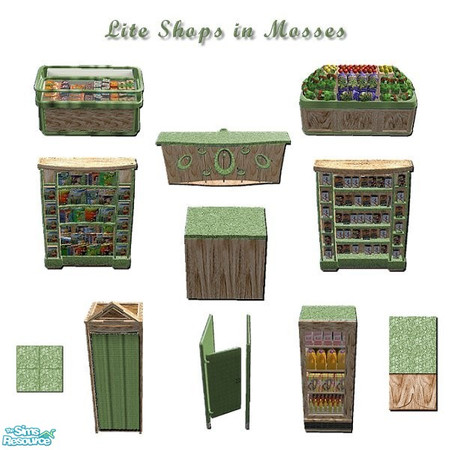 Sims 2 — Lite Shopz Mosses by iwubu — Brighter and more whimsical than the average shop, this set is ready to go with a