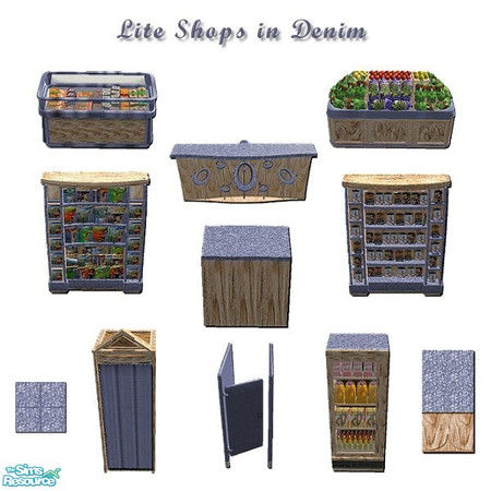 Sims 2 — Lite Shopz Denim by iwubu — Brighter and more whimsical than the average shop, this set is ready to go with a