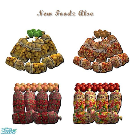 Sims 2 — New Foodz #2 by iwubu — The newest in add-on's for shopz. This set includes bags of lemonz, strawberries,