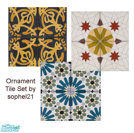 Sims 2 — Ornament tile set by Sophel21 — Ornament tile set - 3 ornament tiles for your sims. For a stylish Sim Home.