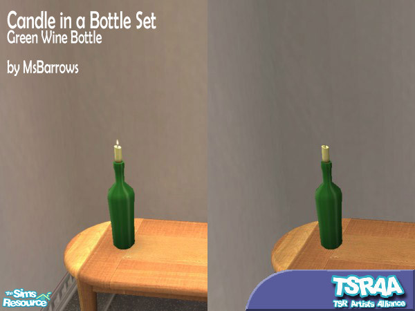 Sims 2 — MsB - Candle In A Bottle by MsBarrows — Can't afford electricity? Stick a candle stub into an old wine bottle