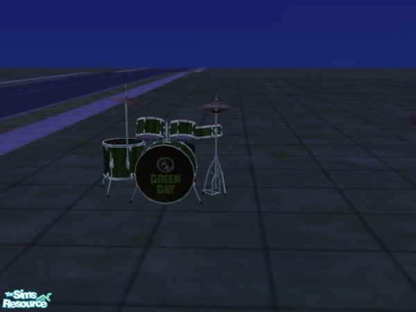 Sims 2 — Greenday Drumkit by King Tiger 9 — This drumkit has the Greenday logo on the front of it.