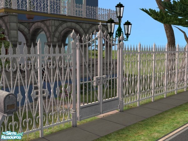 Sims 2 — Wrought Iron Sentry Gate (White) by Cyclonesue — A white version of the Maxis Sentry Gate. NIGHTLIFE is required