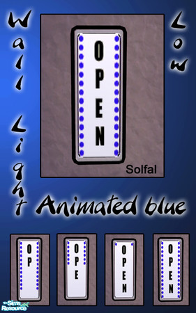 Sims 2 — Wall Light Animated Blue by solfal — Animated sign. Gives a realistic touch to the city. 