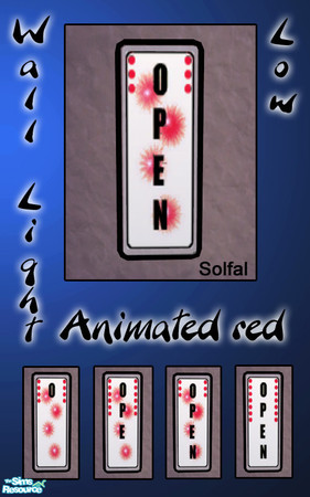 Sims 2 — Wall Light Low Animated Red by solfal — Animated sign. Gives a realistic touch to the city. 