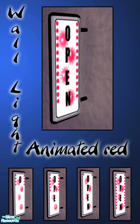 Sims 2 — Wall Light Animated Red by solfal — Animated Sign. Gives a realistic touch to the city.